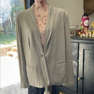 Liz Claiborne Grey Blazer with Blue and White Striped Lining